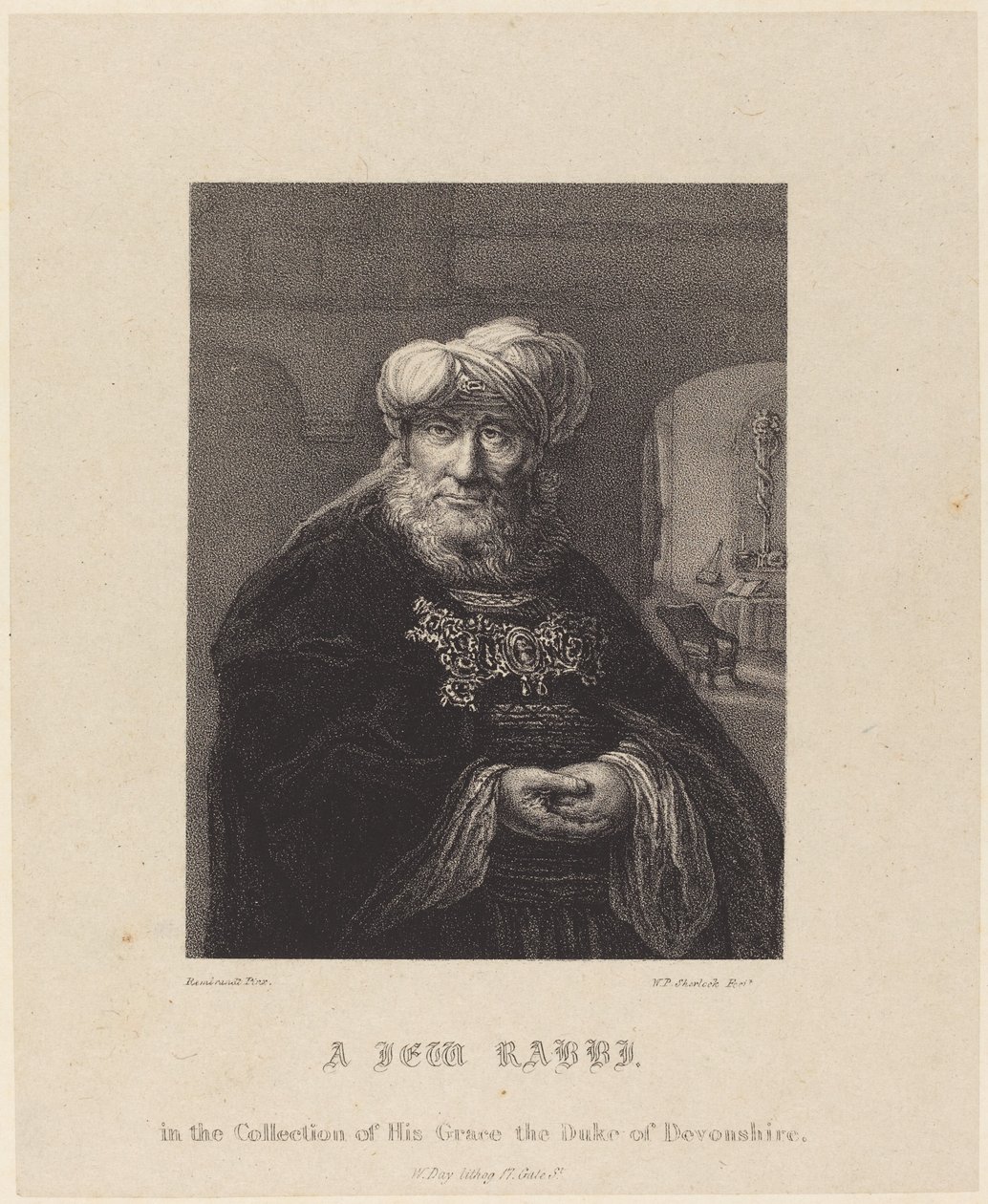 犹太拉比 作者 伦勃朗·范·莱恩 (Rembrandt van Rijn) 之后的威廉·P·夏洛克