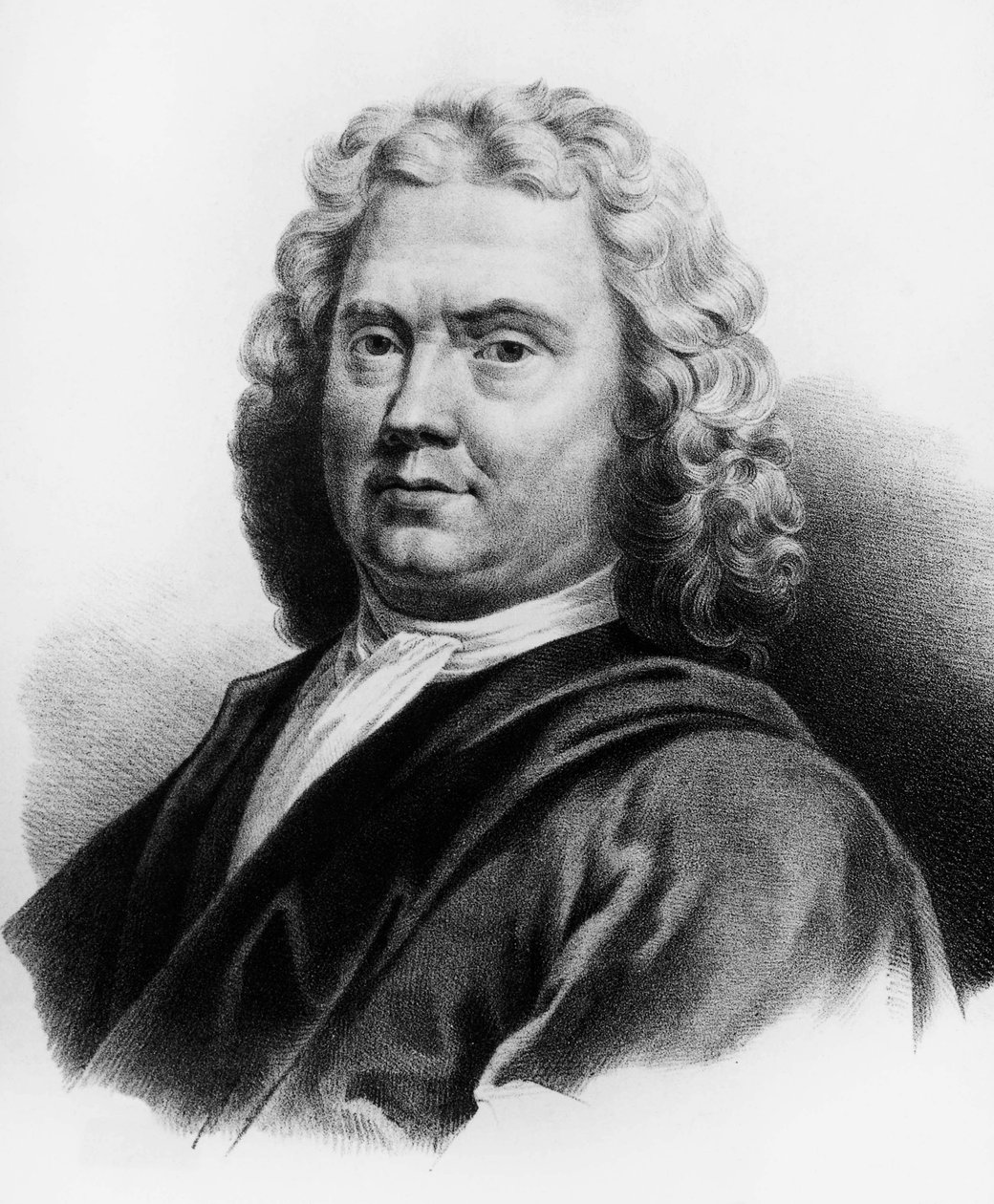 赫尔曼-布尔哈夫（1668-1738）的肖像，荷兰医生、化学家和植物学家，雕版画 作者 亚历山大·加布里埃尔（后）Decamps