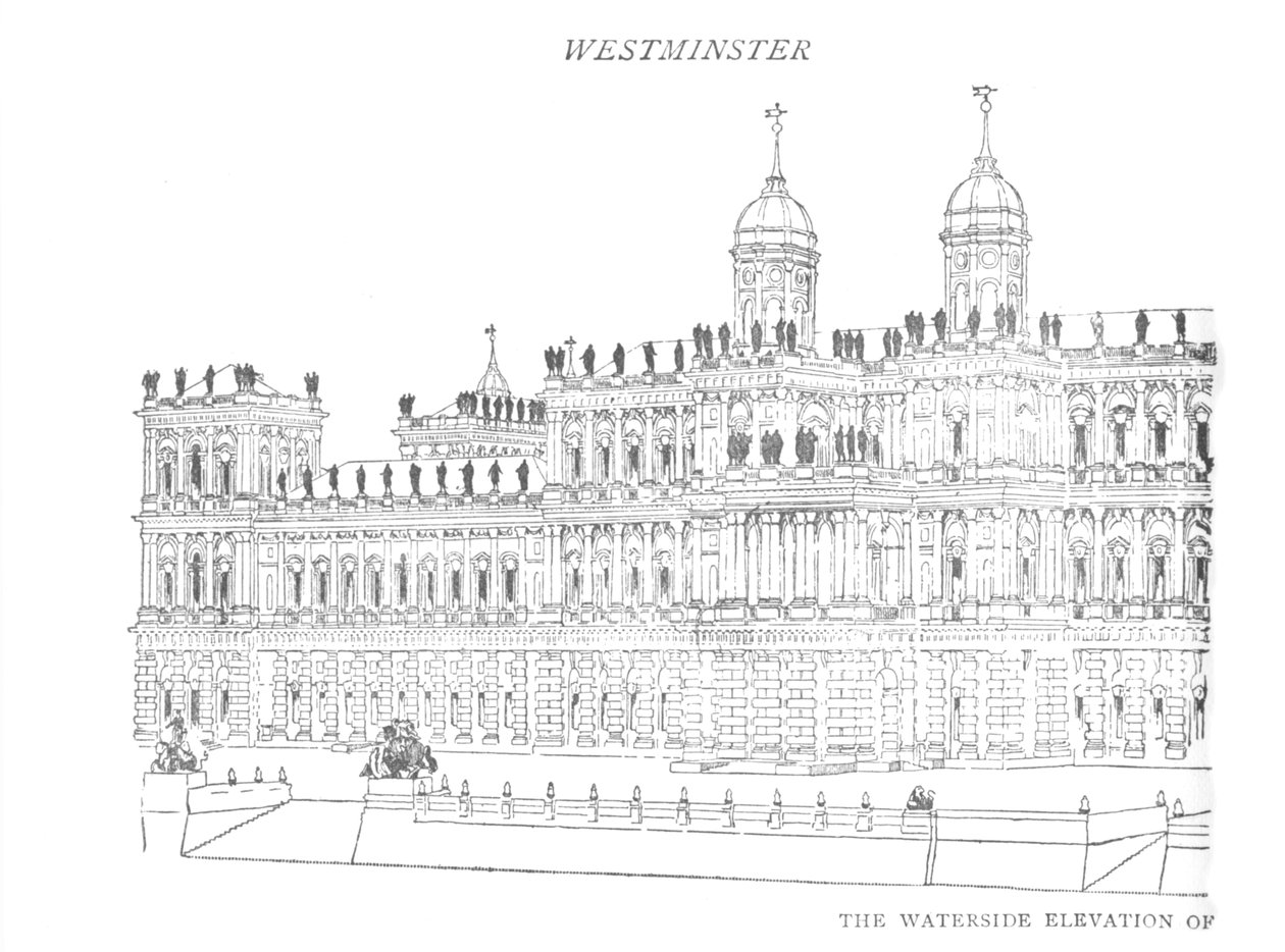 英戈·琼斯提议的宫殿的水边高程，c1897年 作者 威廉·帕滕