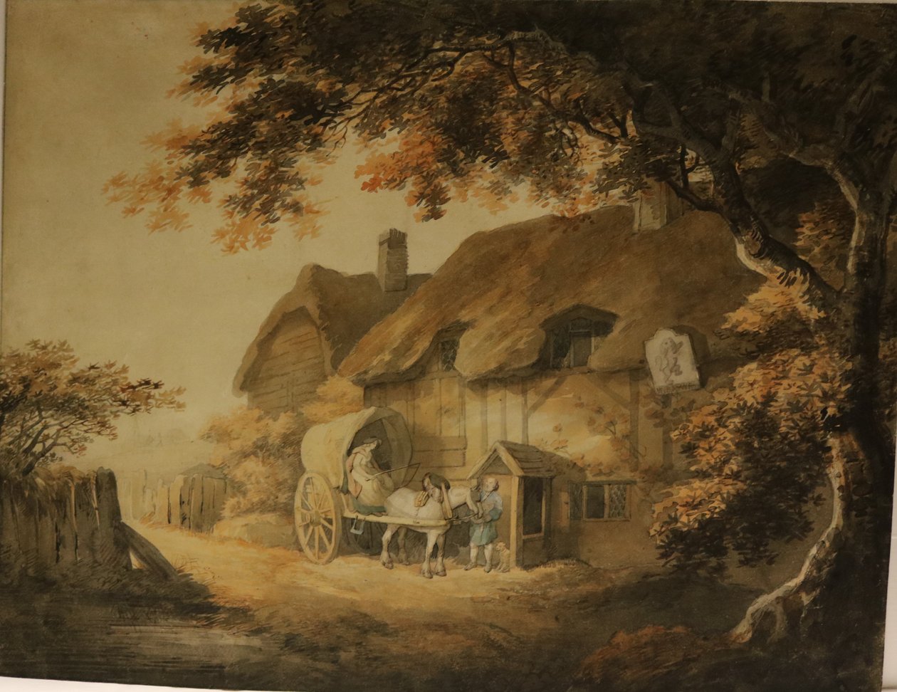 路边客栈，约 1800 年（纸面水彩画） 作者 威廉·佩恩