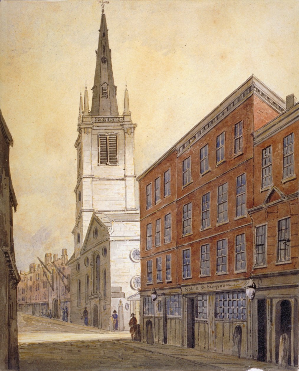伦敦市Eastcheap的St Margaret Pattens教堂，1815年。                                   作者 威廉·皮尔森