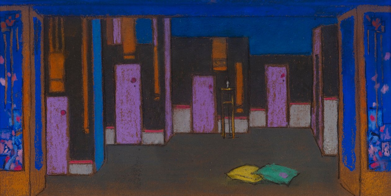 带门的大厅（《爱丽丝梦游仙境》布景设计，1915 年） 作者 威廉·彭哈洛·亨德森