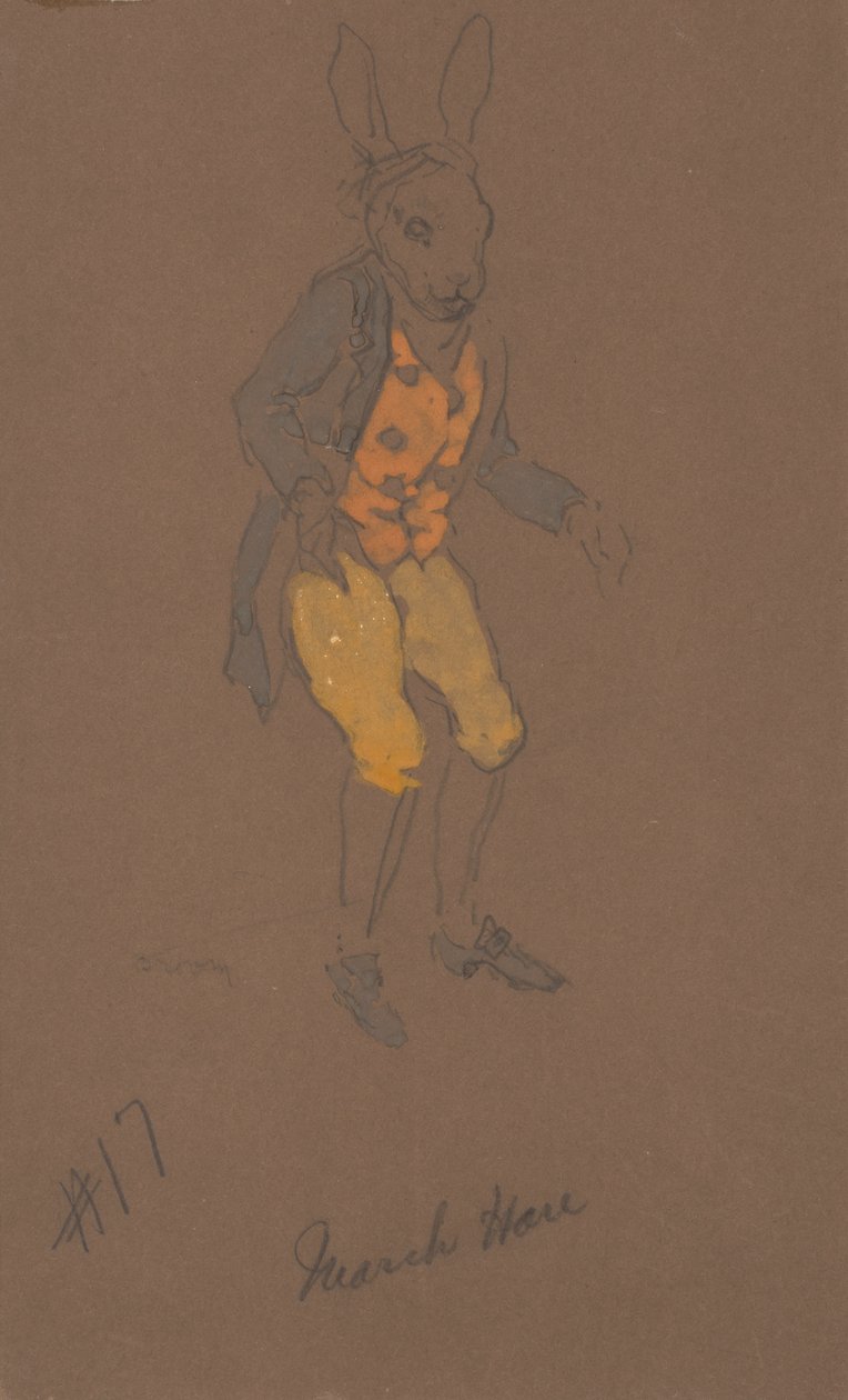 March Hare服装设计，来自《爱丽丝梦游仙境》，1915年。 作者 威廉·彭哈洛·亨德森