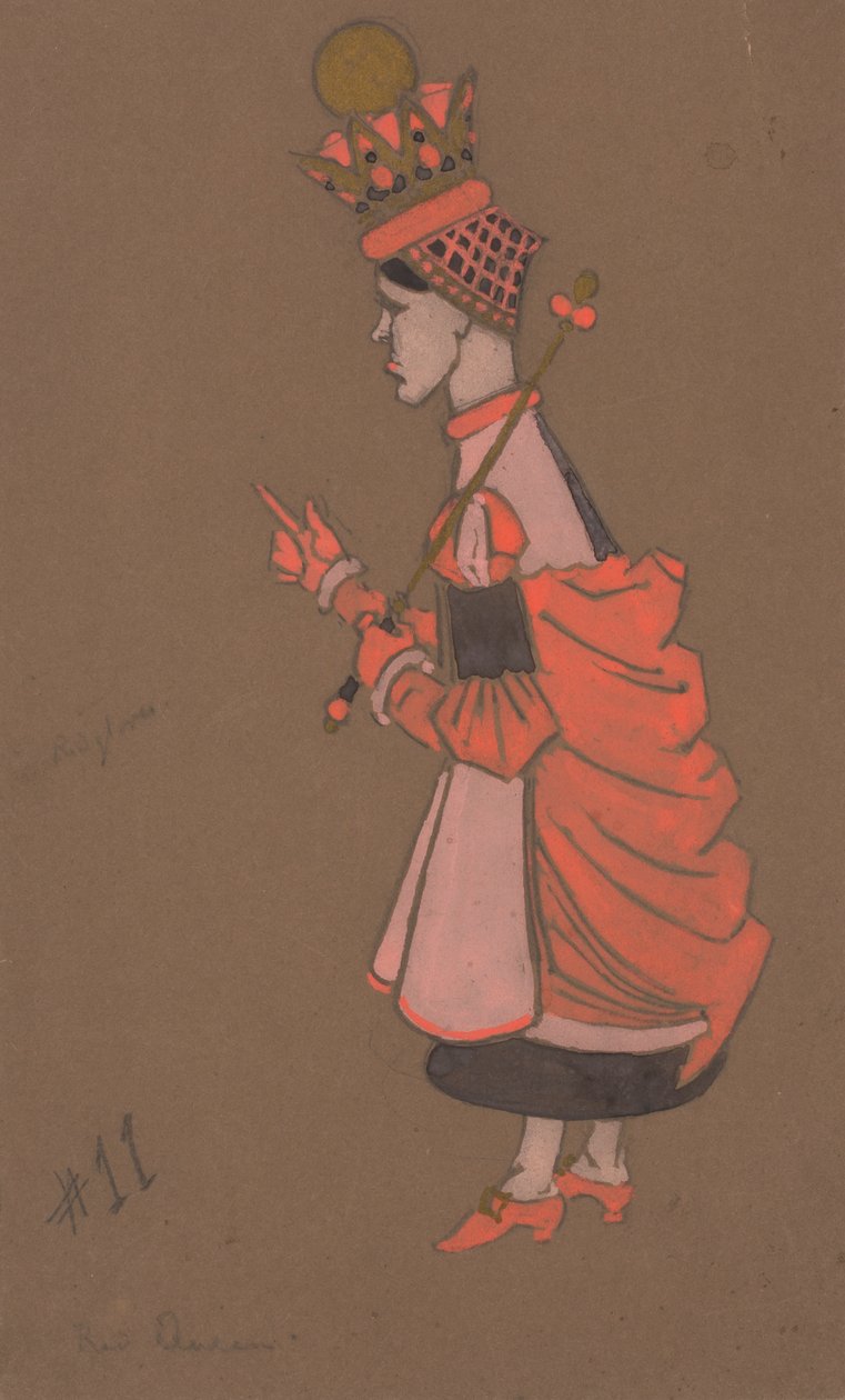 1915年《爱丽丝梦游仙境》的红皇后服装设计。 作者 威廉·彭哈洛·亨德森