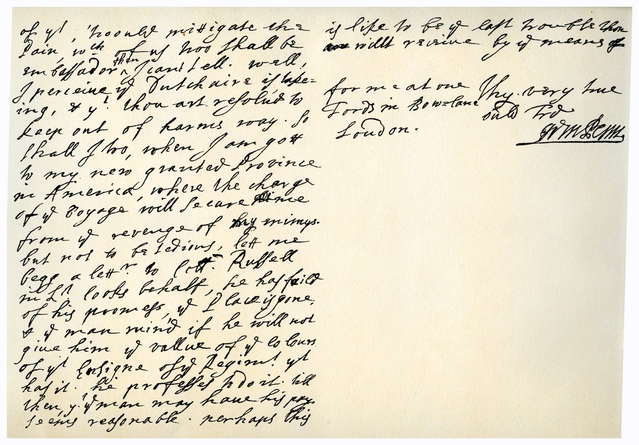 威廉·佩恩（William Penn）1681年3月29日给悉尼亨利·上校的信。 作者 威廉·佩恩