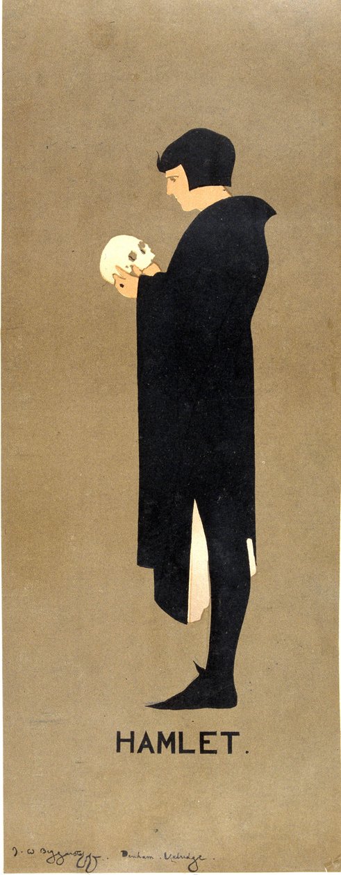 威廉·莎士比亚的《哈姆雷特》海报 - 由 Beggarstaffs（威廉·尼科尔森爵士 (1872-1949) 和詹姆斯·普赖德 (1866-1941)）创作，十九世纪末 作者 威廉和普赖德詹姆斯 (1866 1941) 尼科尔森