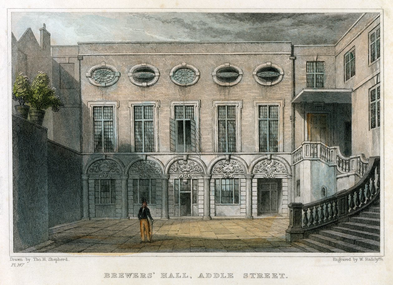 伦敦市Addle街Brewers Hall，1831年。 作者 威廉·拉德克里夫