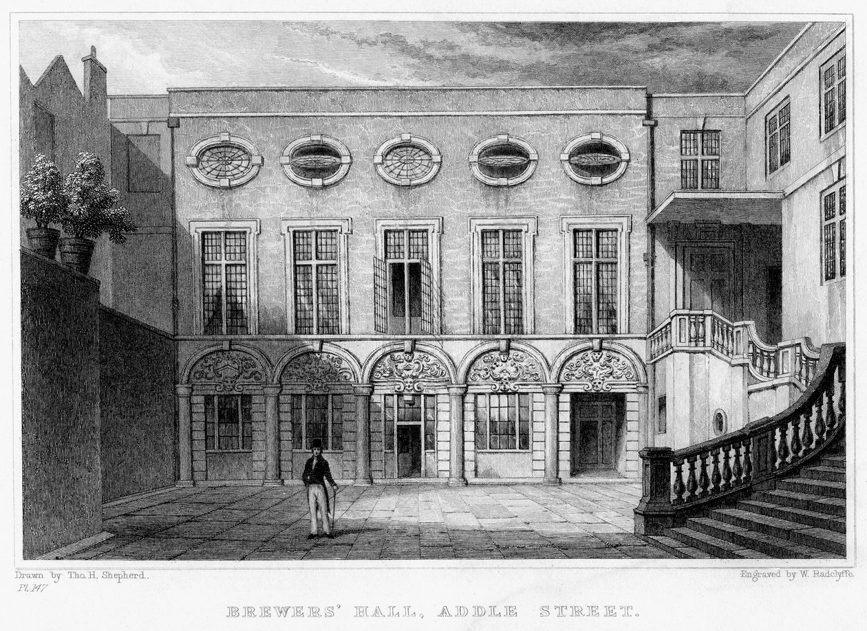 伦敦市Addle街Brewers Hall，1831年。 作者 威廉·拉德克里夫