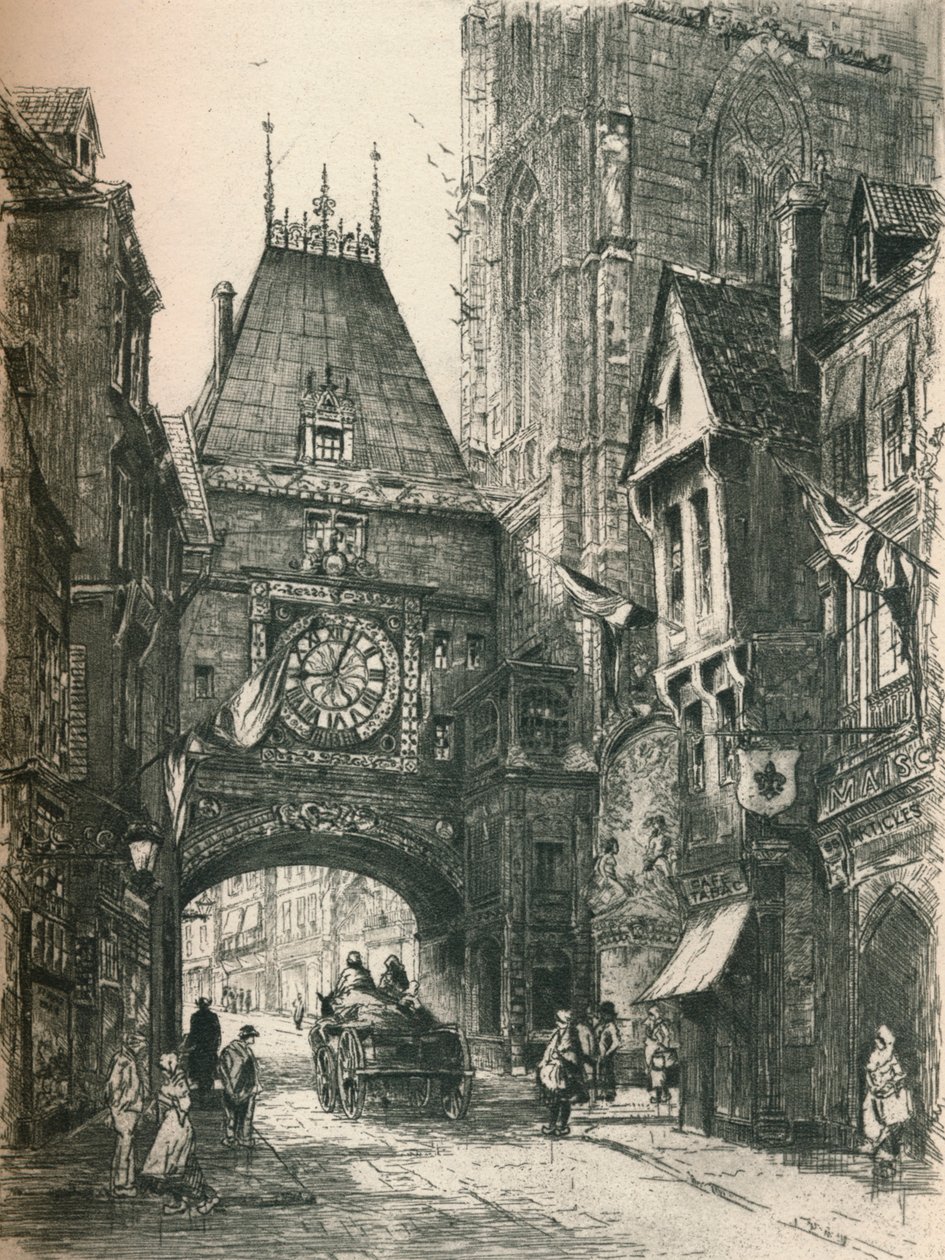 La Grosse Horloge, Rouen, 约19世纪。1925 作者 威廉·雷尼森