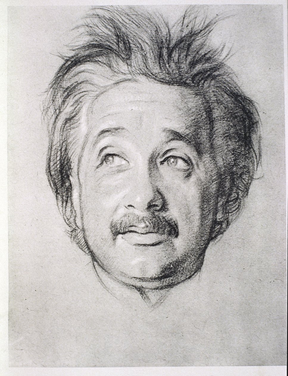 阿尔伯特·爱因斯坦肖像（1879-1955）（平版印刷） 作者 威廉·罗森斯坦
