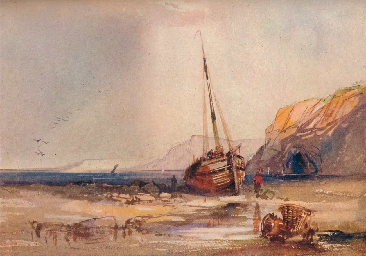 海滩场景，c1840 作者 威廉·罗克斯比·贝弗利