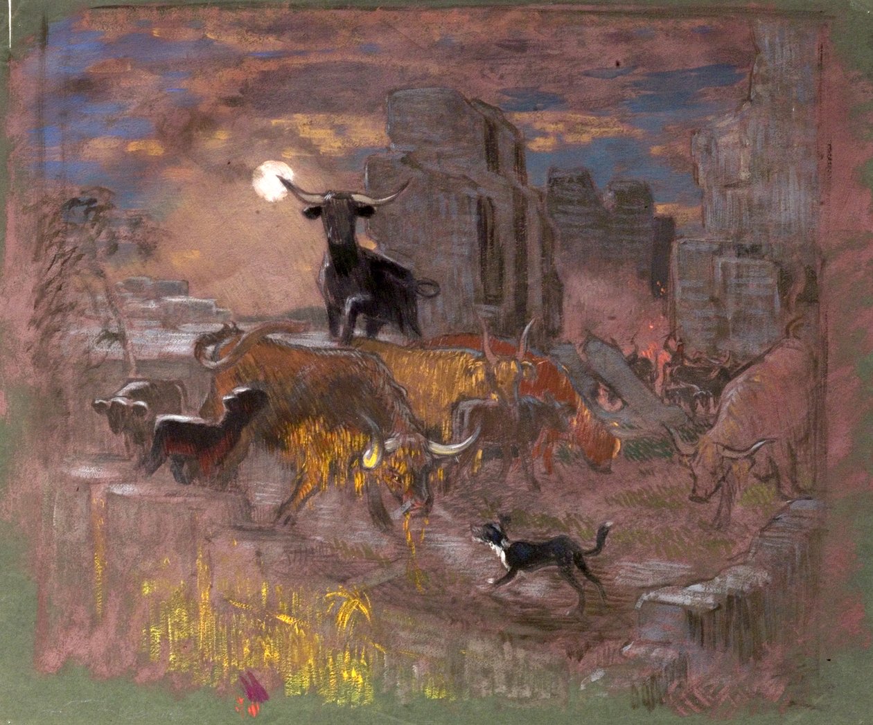 高地突袭者研究。 c.1918（纸上油） 作者 威廉·沙克尔顿