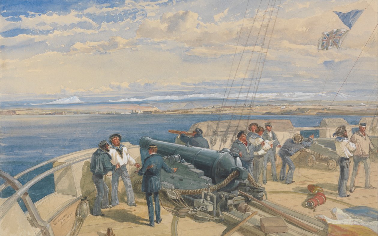 塞巴斯托波尔，绘制于 H. M. S. Sidon 的甲板上，1855 年 2 月 作者 威廉·辛普森