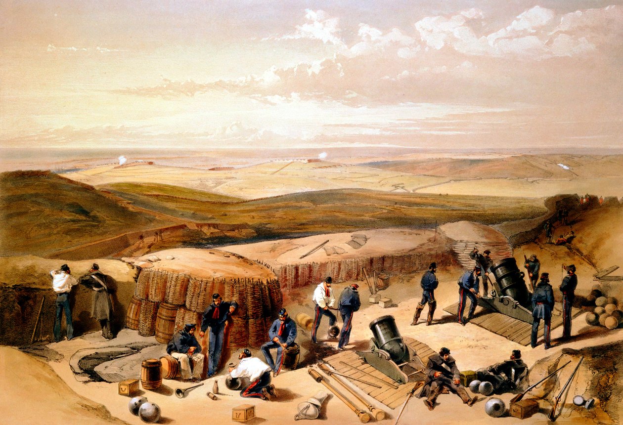 塞巴斯塔波尔的围困上的新作品...，克里米亚战争，1853-1856年 作者 威廉·克里米亚·辛普森