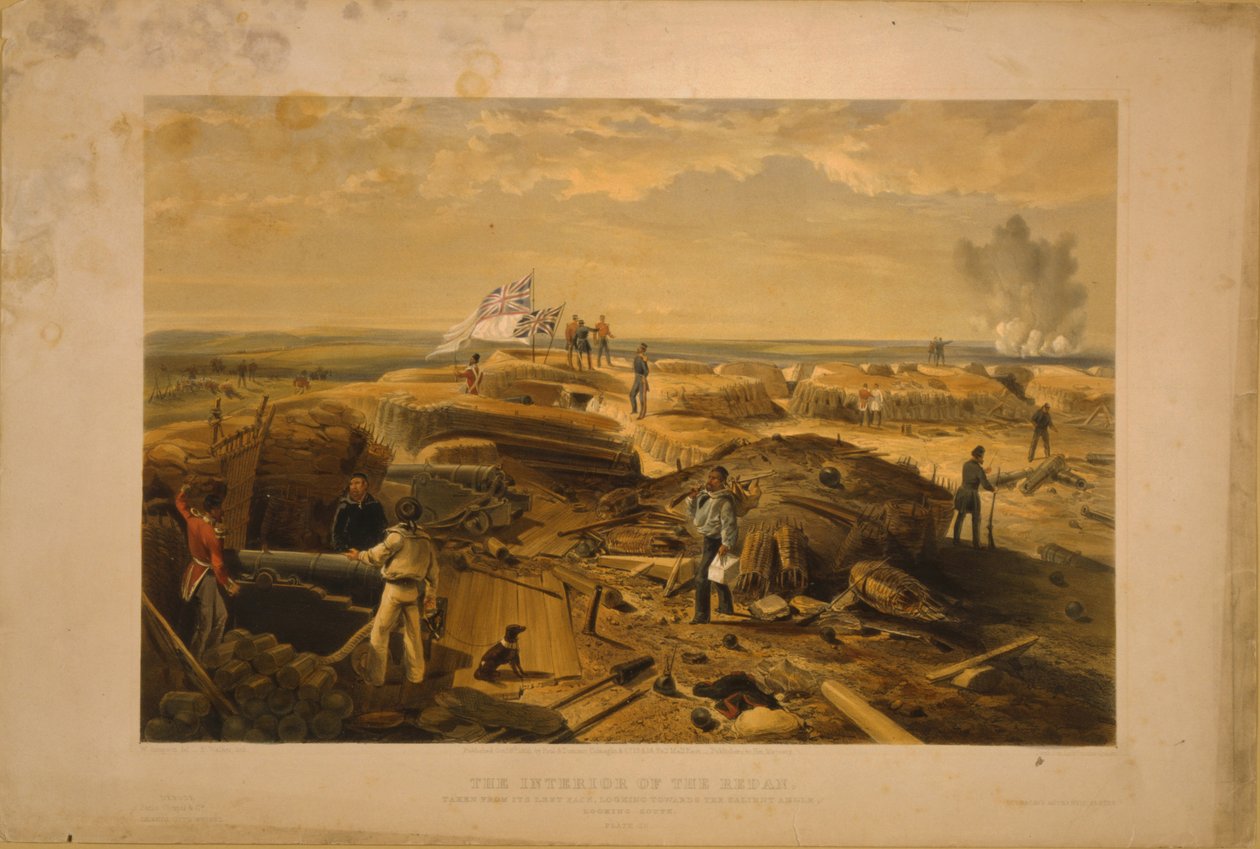 Redan的内部取自其左脸，1855年 作者 威廉·克里米亚·辛普森