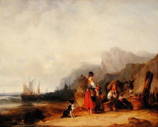 捕虾者》，约1835年（布面油画）。 作者 威廉·斯尼尔沙耶尔