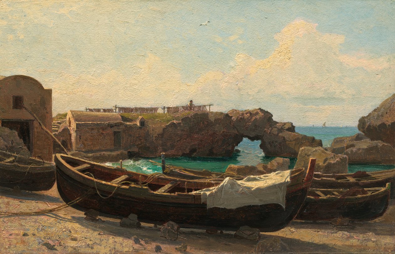 Marina Piccola, Capri, 约1858年。 作者 威廉·斯坦利·哈瑟尔汀