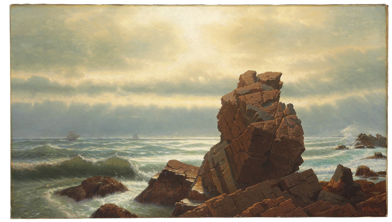 纳罕（Nahant）的讲坛摇滚乐（Pulpit Rock），1865年 作者 威廉·斯坦利·哈瑟尔汀