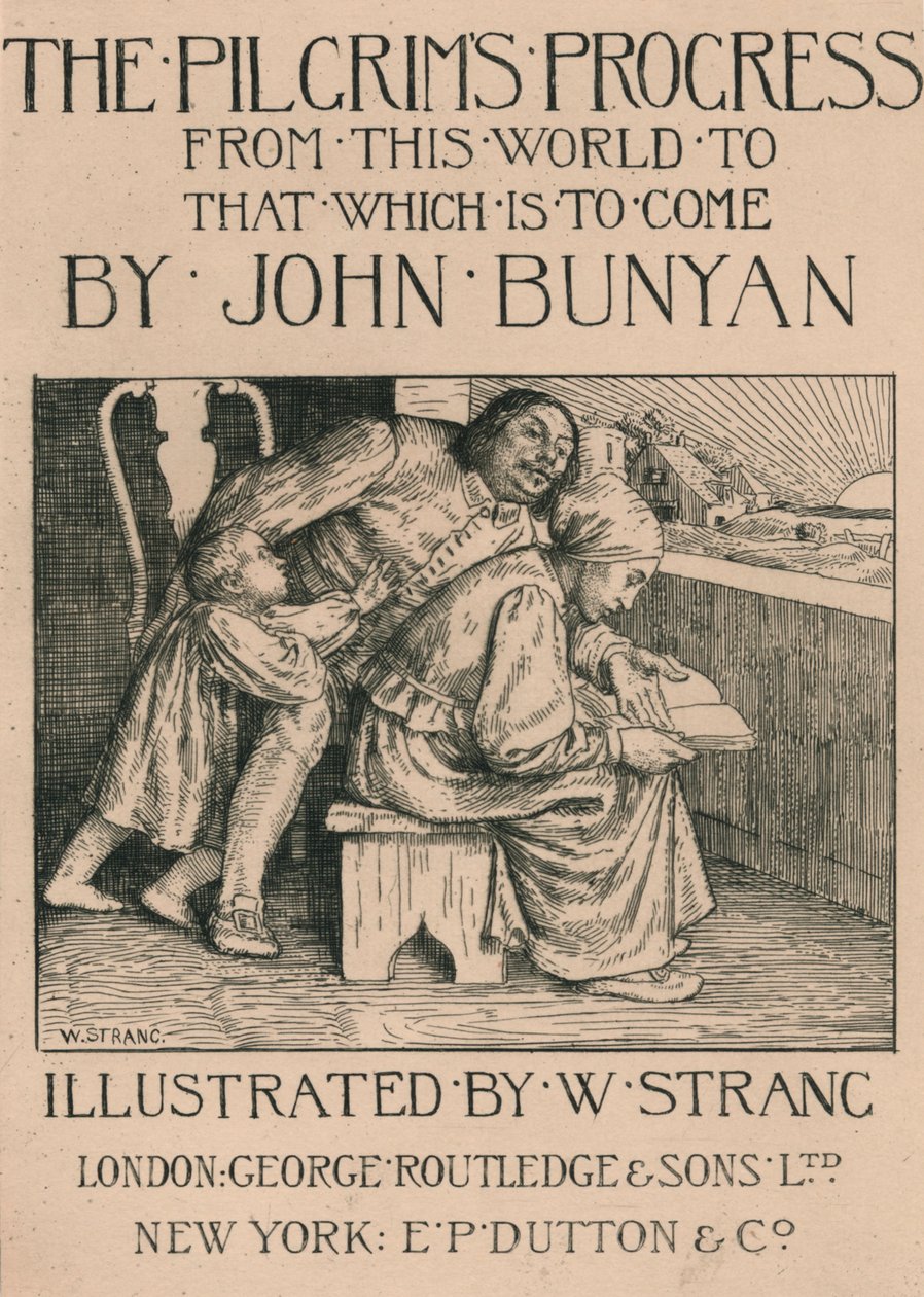 Bunyans妻子向他读圣经，c1916。 作者 威廉·斯特兰德