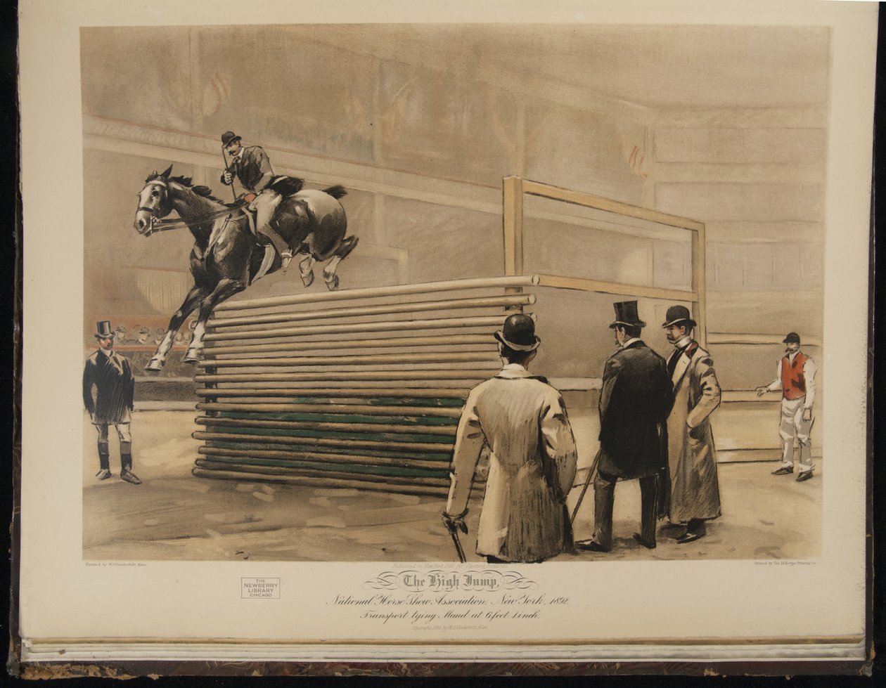 1892 年，纽约国家马术表演协会的跳高比赛，运输公司以 6 英尺 1 英寸的成绩将莫德追平 作者 威廉·沙利文·范德比尔特·艾伦