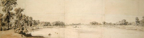 泰晤士河的景色（纸上水彩画） 作者 威廉·塔弗纳