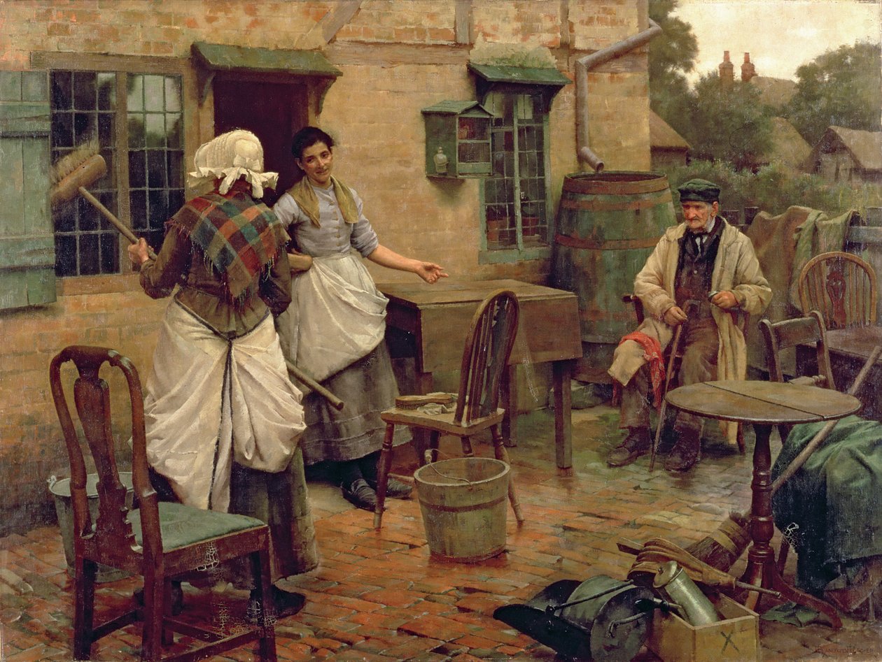 衬裙下的政府》，约 1891-2 年（布面油画） 作者 威廉·泰隆·布兰福德·弗莱彻