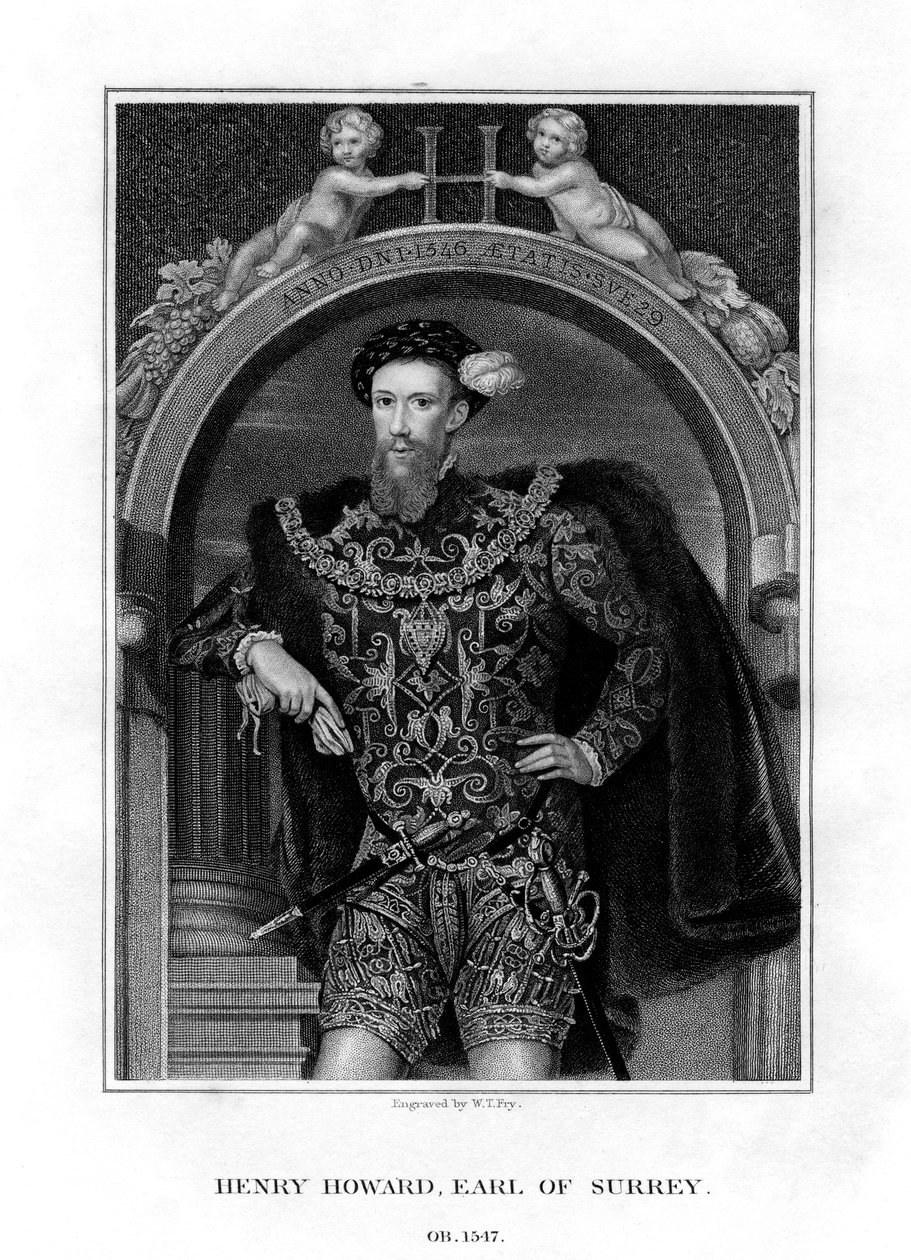 亨利·霍华德，萨里伯爵，英国贵族和诗人，1829年。 作者 威廉·托马斯·弗莱