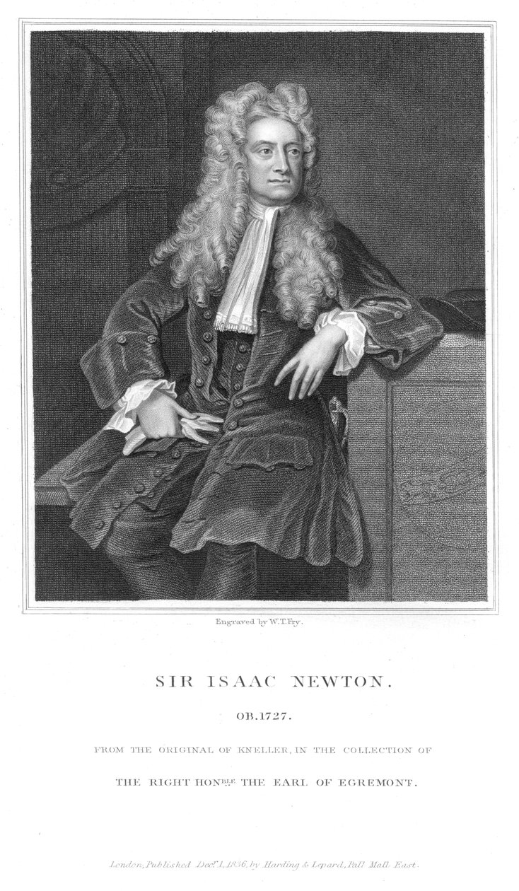 艾萨克·牛顿（Isaac Newton），英国数学家和物理学家，1836年 作者 威廉·托马斯·弗莱