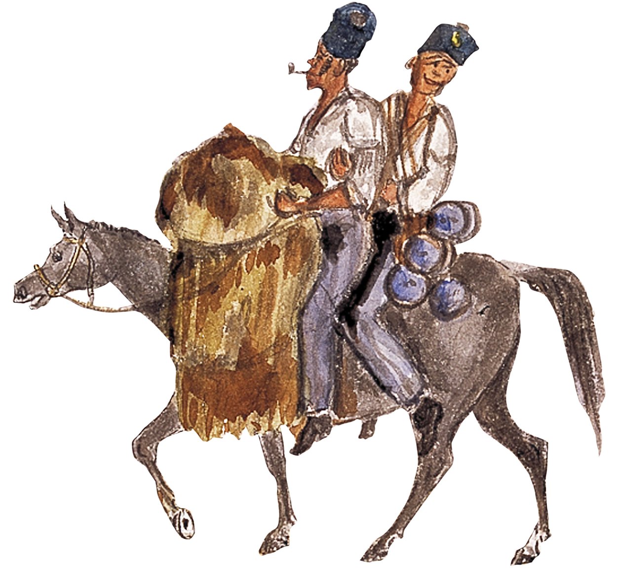 草料疲劳“Bono Johnny”，克里米亚战争，c.1854-1856（水彩） 作者 威廉·托马斯·马克汉姆