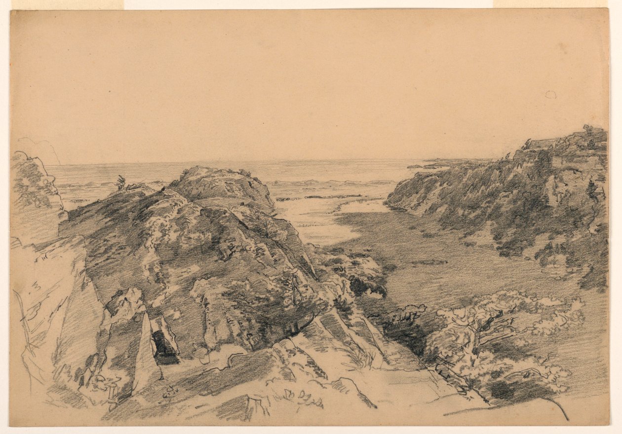 素描，天堂与炼狱，罗德岛米德尔敦，约 1875-80 年 作者 威廉·特罗斯特·理查兹