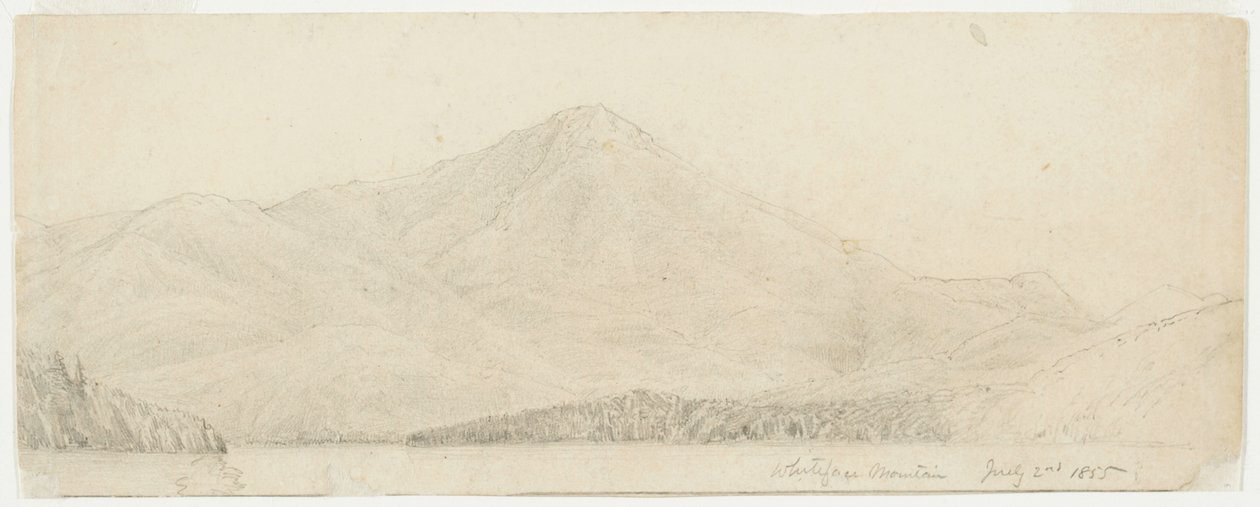 白脸山，1855年（浅黄色纸上的石墨） 作者 威廉·特罗斯特·理查兹