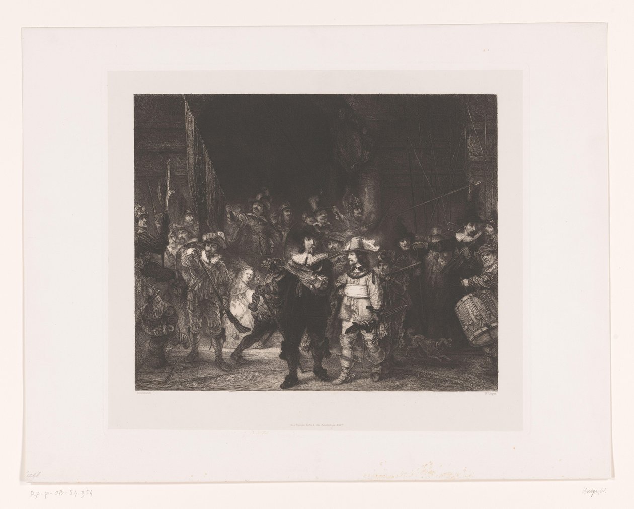 守夜人
Frans Banninck Cocq 上尉和 Willem van Ruytenburch 中尉领导的阿姆斯特丹第二区的军官和其他炮手，被称为 "守夜人"。 作者 威廉·昂格