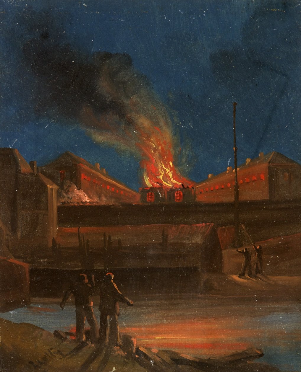 布里斯托尔暴动：监禁监狱，c.1831（纸上油） 作者 威廉·惠特利