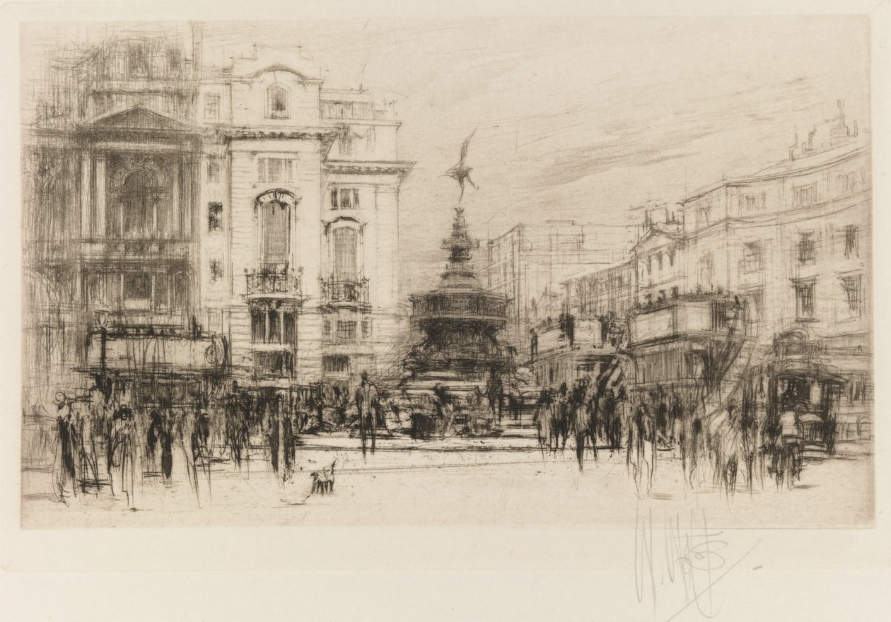 伦敦场景：皮卡迪利广场和标准剧院，1924年。 作者 威廉·沃尔科特