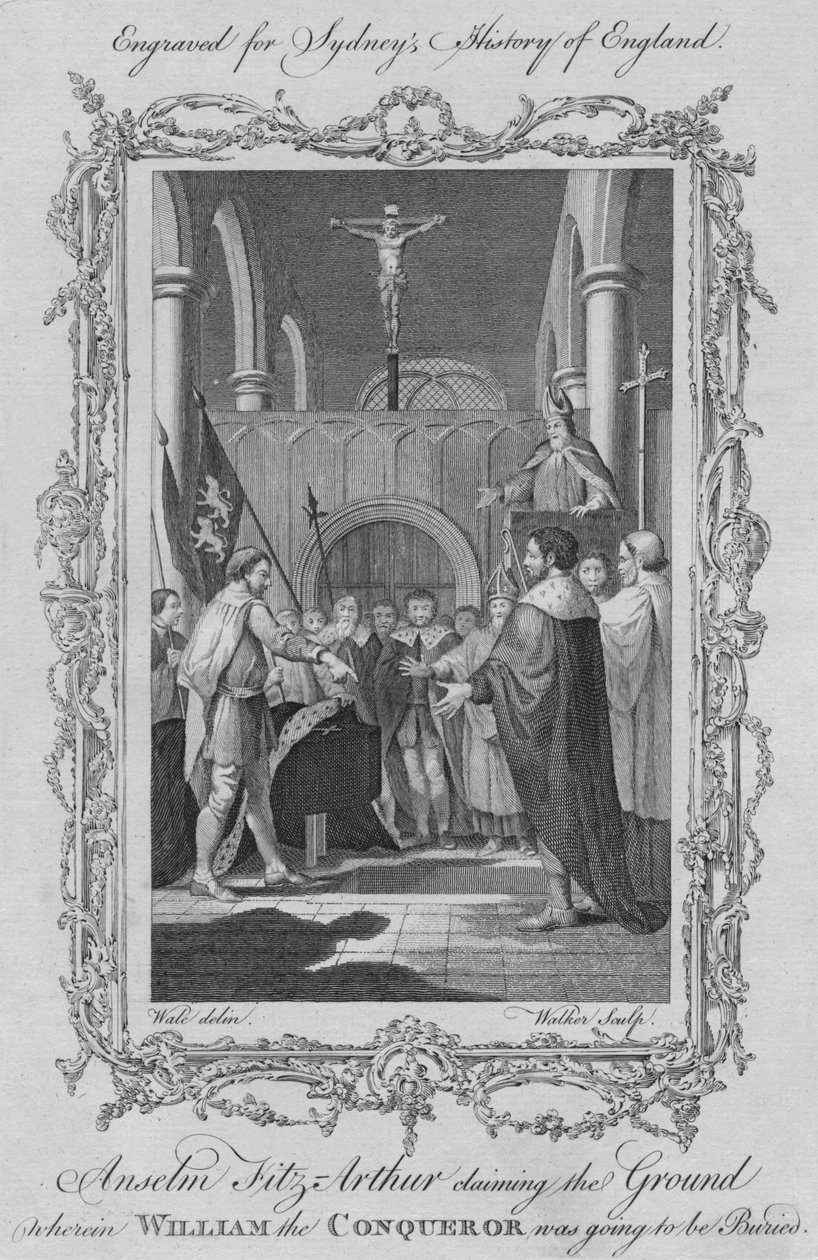 安瑟姆·菲茨·亚瑟（Anselm Fitz Arthur）于1773年宣称将要征服者威廉被埋葬的地面。 作者 威廉·沃克