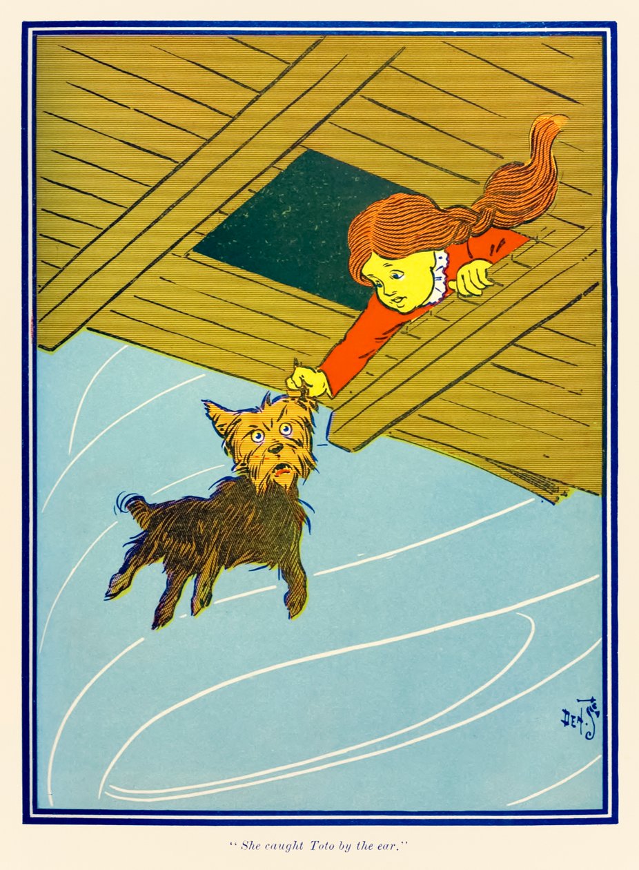 She caught Toto by the ear. from The Wonderful Wizard of Oz by L. Frank Baum 作者 威廉·华莱士·丹斯洛