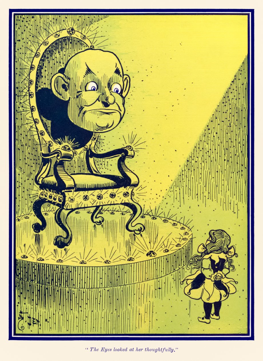 眼睛若有所思地看着她。 摘自弗兰克-鲍姆的《绿野仙踪》（The Wonderful Wizard of Oz）。 作者 威廉·华莱士·丹斯洛