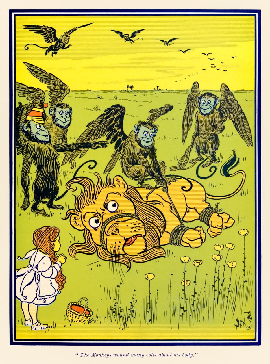 猴子在他的身体上缠绕了许多线圈。 摘自L. Frank Baum的《绿野仙踪》（The Wonderful Wizard of Oz）。 作者 威廉·华莱士·丹斯洛