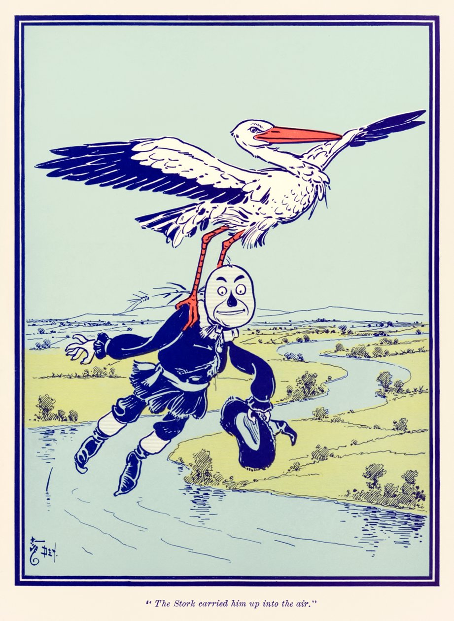 ？Stork把他抬到空中。来自？绿野仙踪？作者：L。Frank Baum 作者 威廉·华莱士·丹斯洛