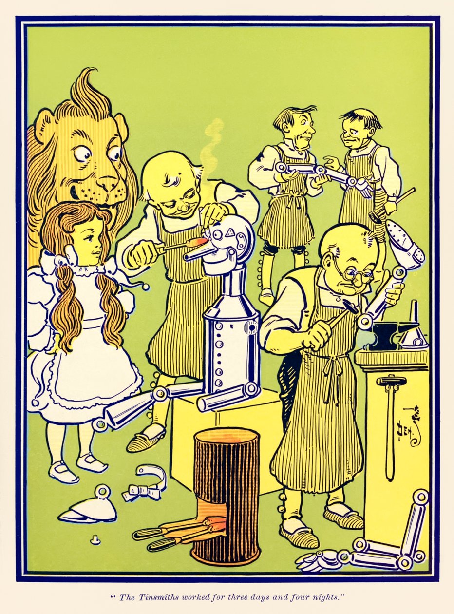 铁匠们工作了三天四夜。 摘自《绿野仙踪》（L. Frank Baum）。 作者 威廉·华莱士·丹斯洛