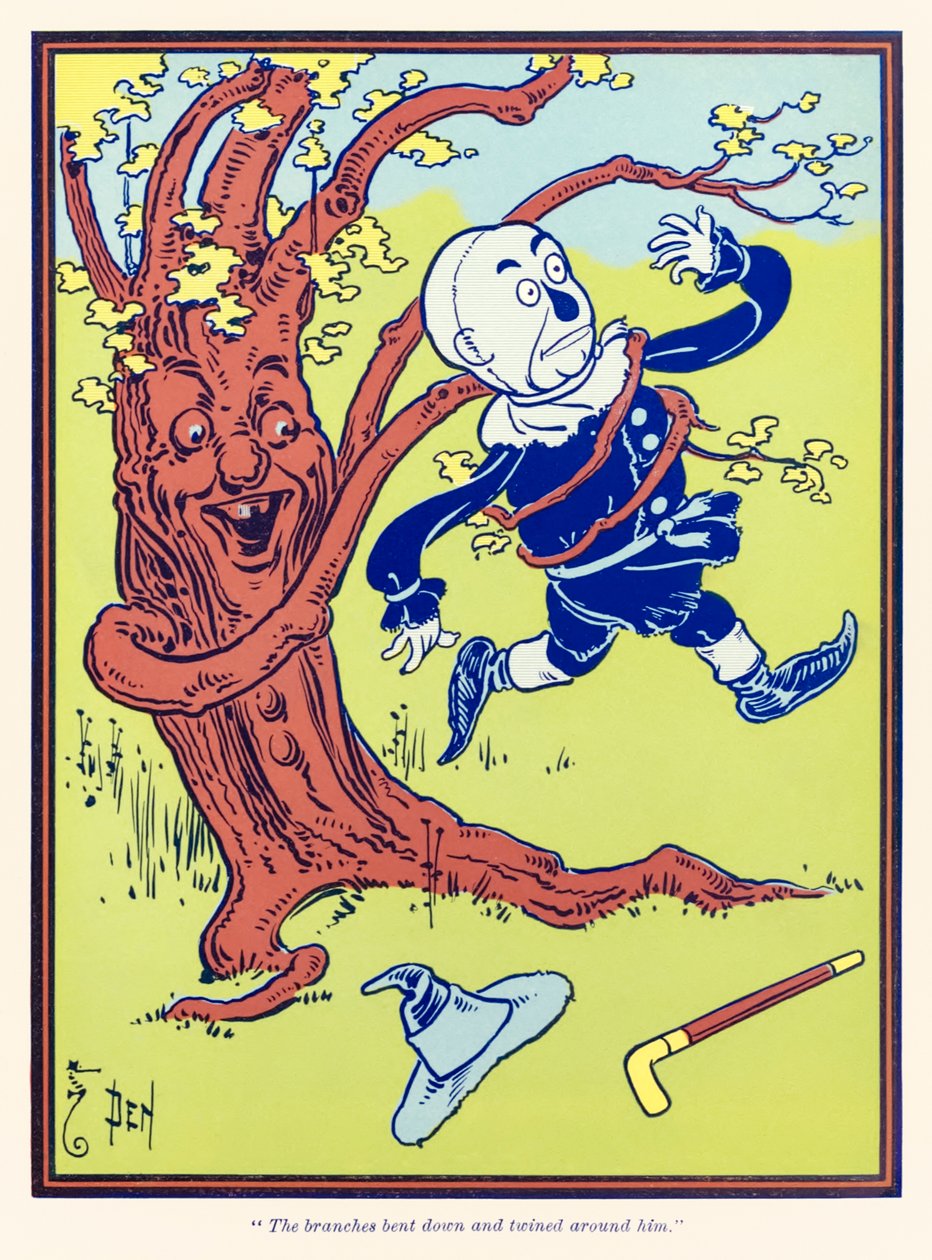 树枝弯下腰，缠绕着他。 摘自弗兰克-鲍姆的《绿野仙踪》（The Wonderful Wizard of Oz）。 作者 威廉·华莱士·丹斯洛