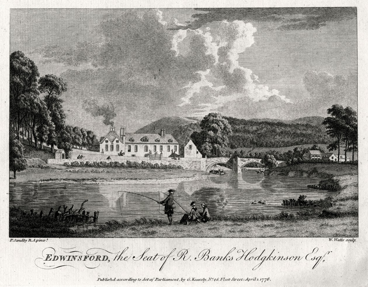 埃德温斯福德（Edwinsford），R班克斯·霍奇金森（R Banks Hodgkinson Esq）所在地，卡马森郡，1776年 作者 威廉·沃茨