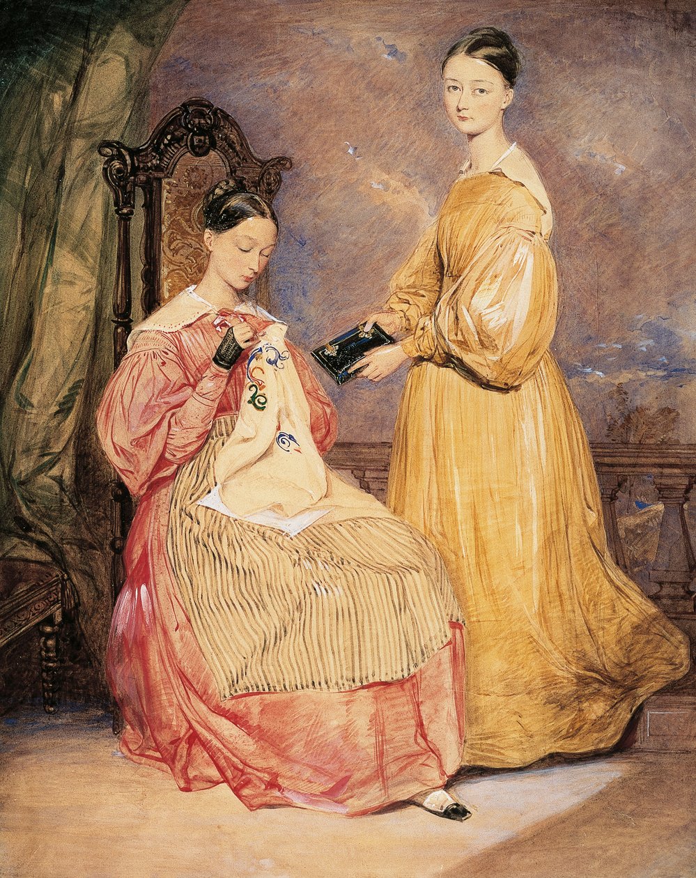 弗洛伦斯-南丁格尔（1820-1910）和她的妹妹弗朗西斯-帕蒂诺普的肖像，威廉-怀特-沃伦（1832-1911或1912）的水彩画。 作者 威廉·怀特（署名）沃伦
