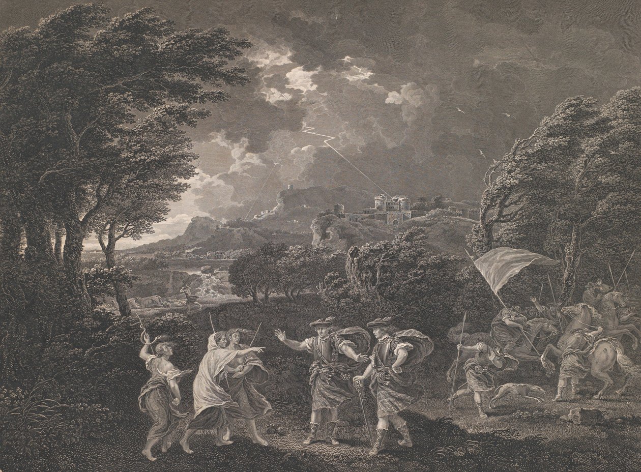 麦克白和女巫 莎士比亚，《麦克白》，第1幕，第1场，1770。 作者 威廉·伍利特