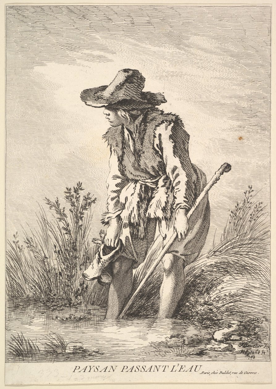 农民渡水，1786年。 作者 威廉·温妮·赖兰德