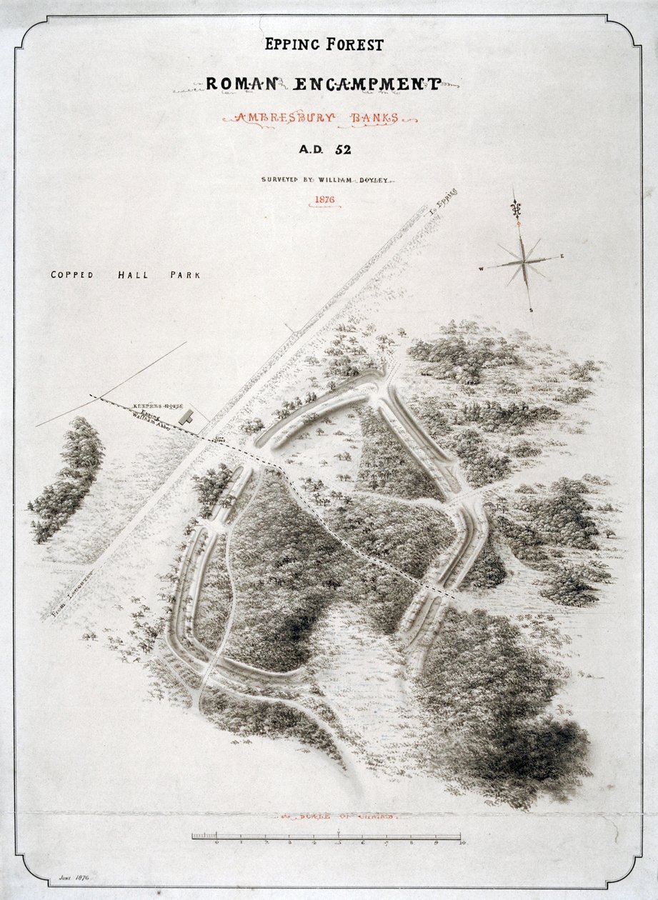 埃塞克斯郡埃平森林的罗马营地，1876年 作者 威廉·德奥伊利