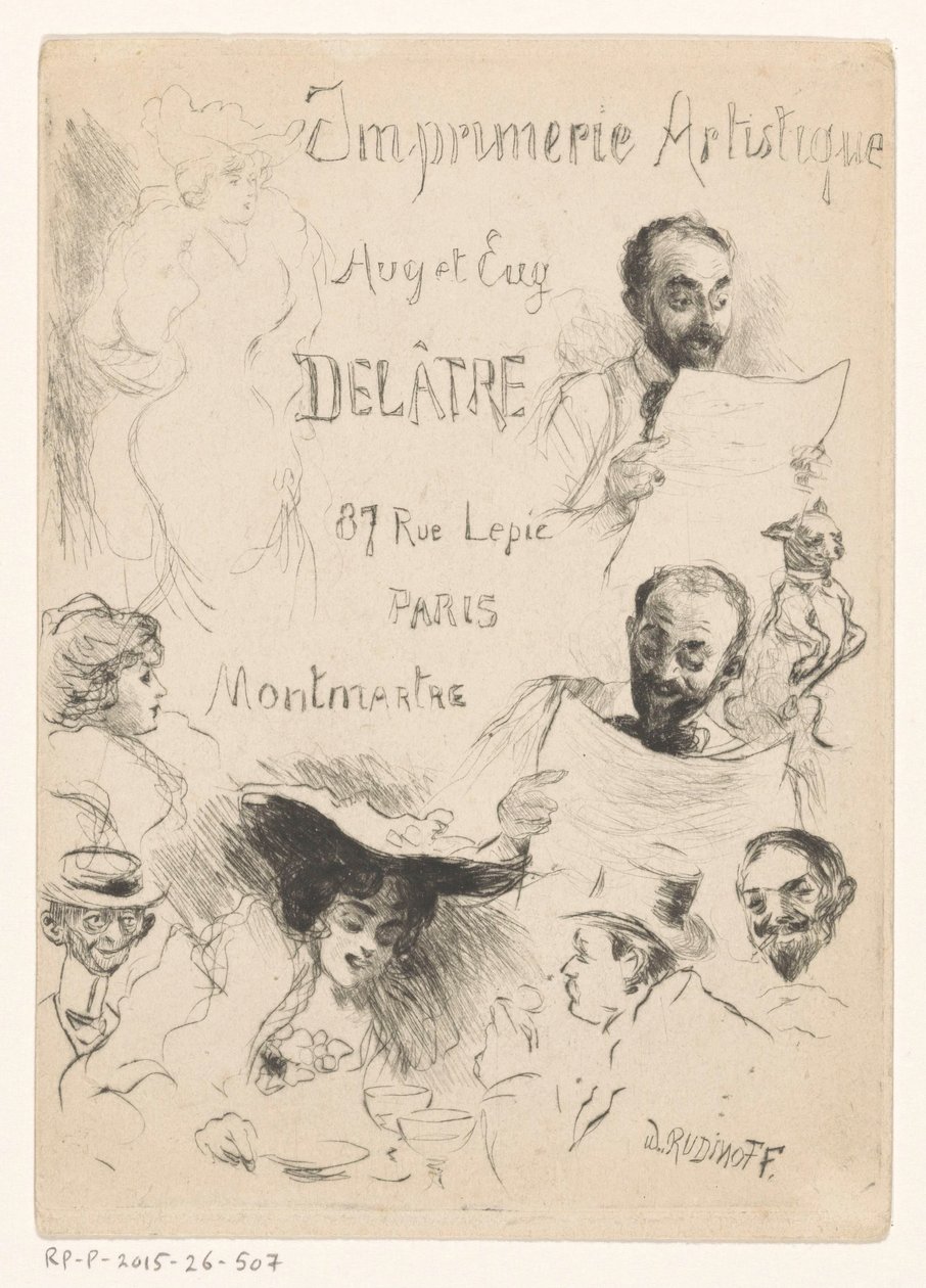 巴黎打印机 Eugène Delâtre 的名片 作者 威利巴尔德·沃尔夫·鲁迪诺夫