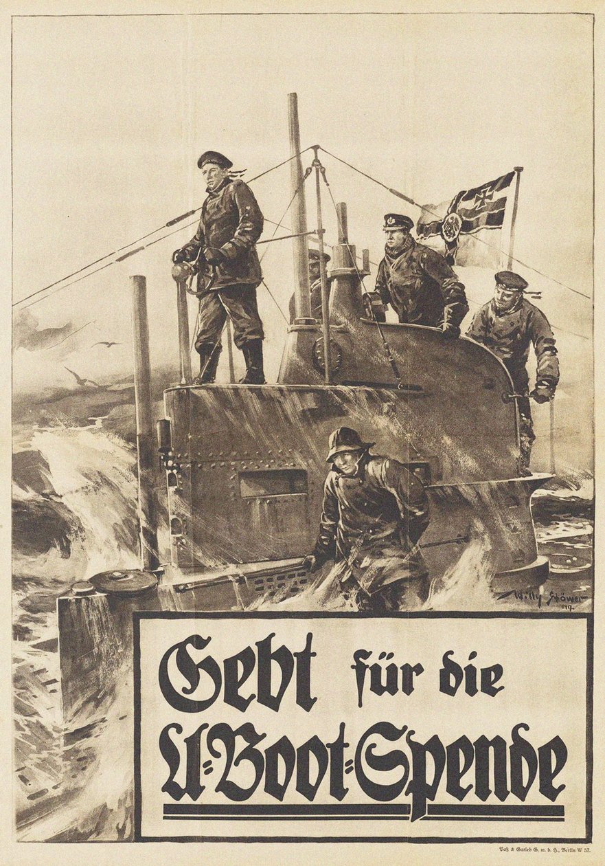 捐赠给潜艇。海报，1917年 作者 威利·斯托沃（WillyStöwer）