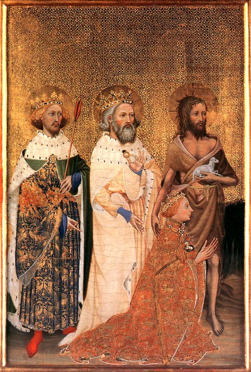 1395年至1399年间，英国理查德二世与他的守护神在一起。 作者 威尔顿大师