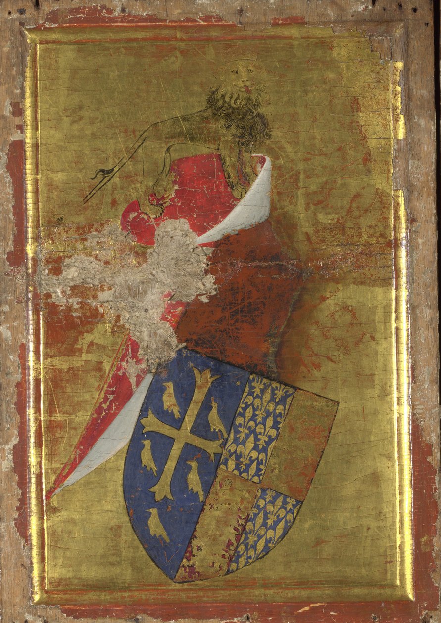 英国理查德二世的纹章 威尔顿二联画的外板，1395至1399年间 作者 威尔顿大师